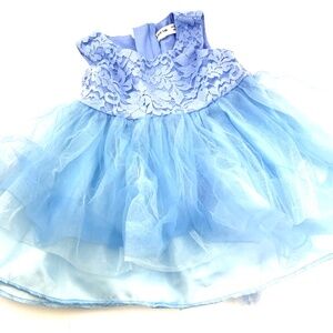 Baby Dress Girls Size 6/9m Blue Lace Zipper Children Kids Infant Ruffles